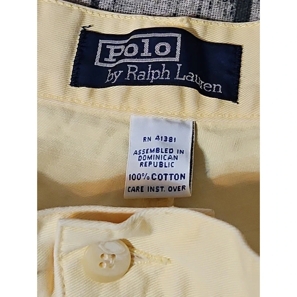 Polo Ralph Lauren Yellow Pants 35x30 Cotton Chino‎ Golf Jeans Double Pleated